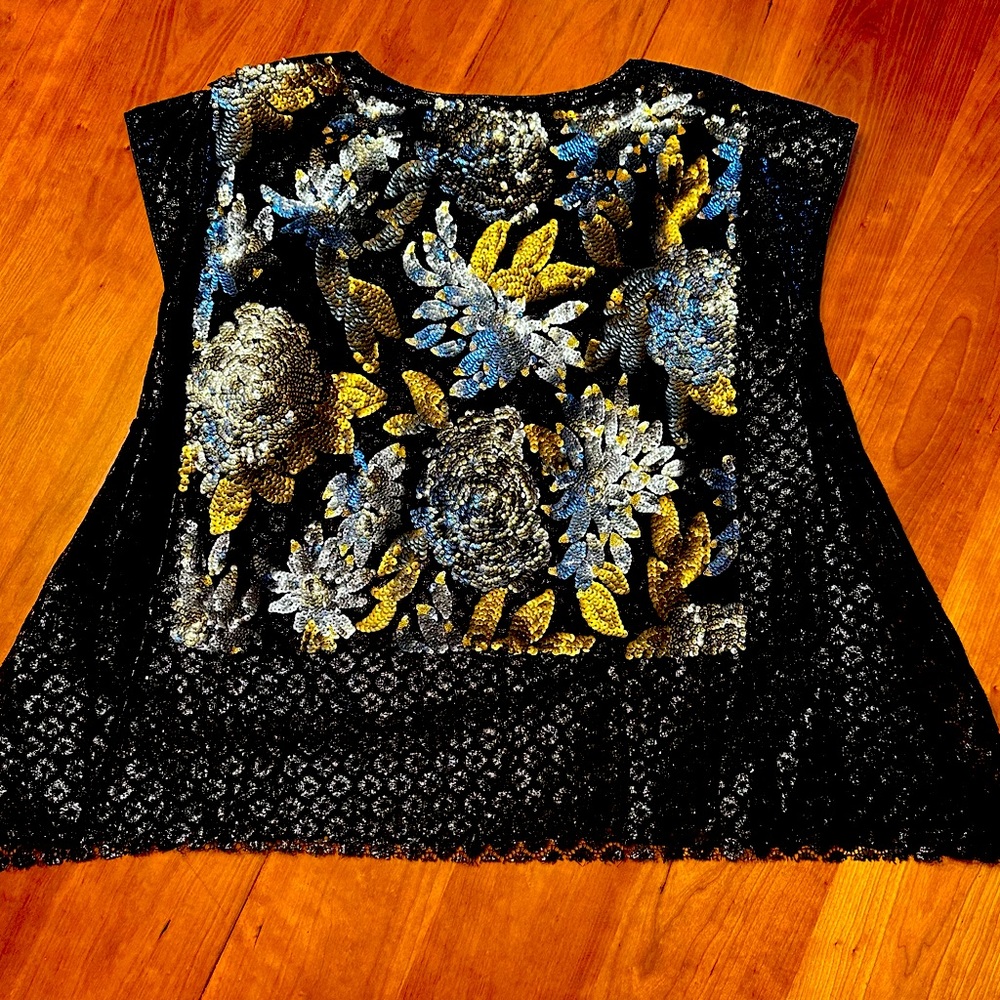 Anna Sui sequined flare top, medium